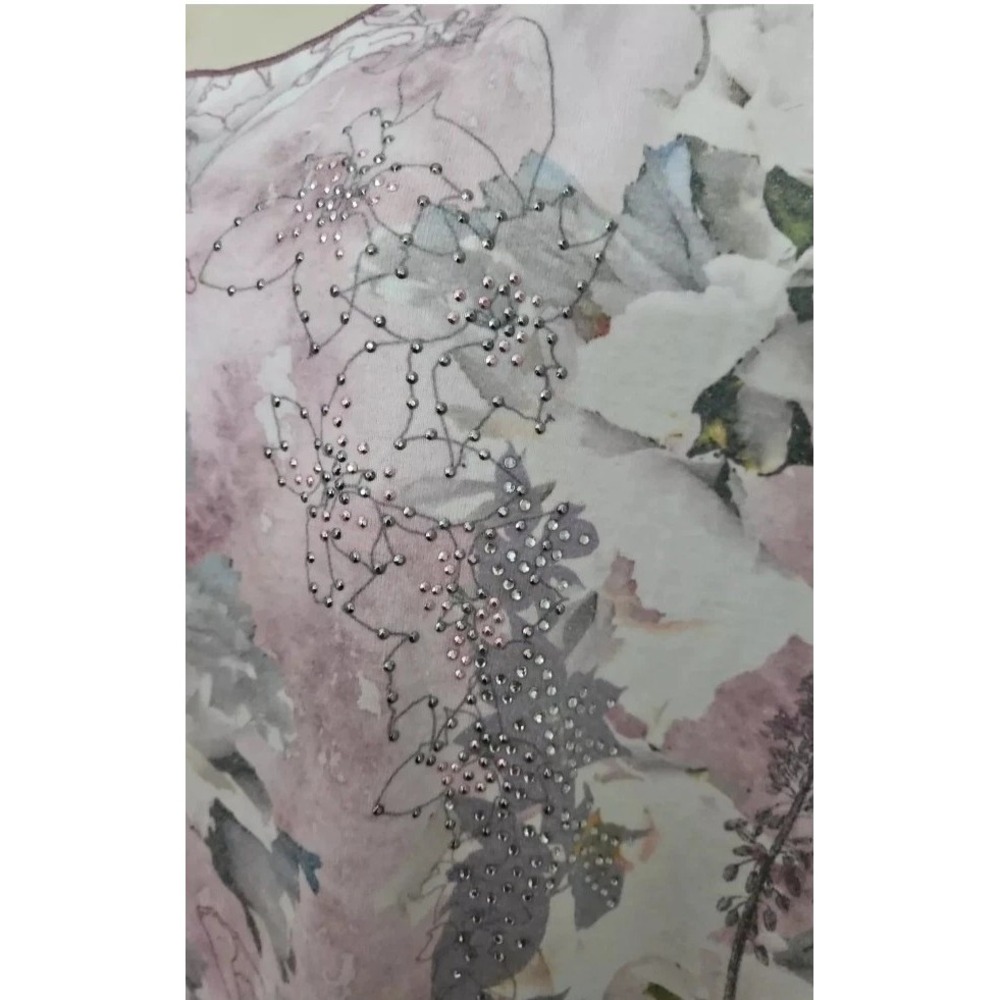 One World Live and Let Live Purple Floral Women's Size XL T-Shirt Rhinestone‎ - Picture 3 of 4
